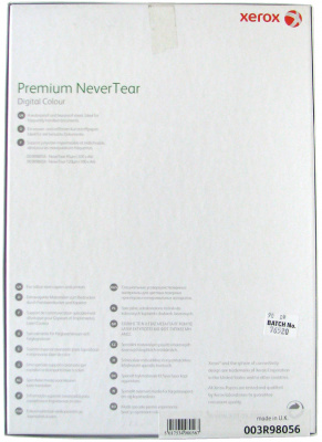 Полиэстровая непрозрачная белая пленка Xerox Premium NeverTear A4 (95 мкм, 125 г/кв.м, 210x297 мм, 100 л/пач) [арт. 003R98056]