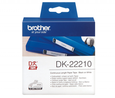 Лента бумажная DK22210 клеящаяся цельная Brother QL 500/1060 (размер: 29 мм x 30,48м) [артикул: DK-22210] /оригинальная/