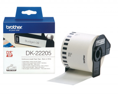 Лента бумажная DK22205 клеящаяся цельная Brother QL 500/1060 (размер: 62мм x 30,48м) [артикул: DK-22205] /оригинальная/