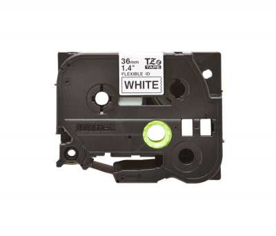 Лента TZEFX261 ламинированная эластичная (идентификационная) для печати наклеек Brother (размер: 36мм х 8м, черный шрифт, белый фон) [артикул: TZE-FX261] /оригинальная/