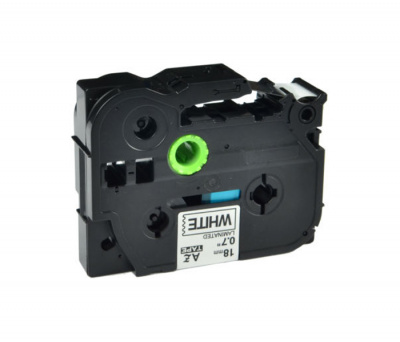 Лента TZEN241 неламинированная бумажная для печати наклеек Brother PT 5/9800 (размер: 18мм х 8м, черный шрифт, белый фон) [артикул: TZE-N241] /оригинальная/