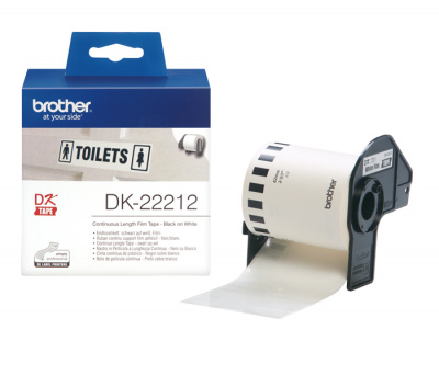 Лента пленочная DK22212 клеящаяся цельная Brother QL 500/1060 (размер: 62мм x 15,24м, черный шрифт, белый фон) [артикул: DK-22212] /оригинальная/