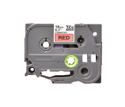 Лента TZE441 ламинированная для печати наклеек Brother PT 5/9800 (размер: 18мм х 8м, черный шрифт, красный фон) [артикул: TZE-441] /оригинальная/