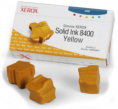 Чернила Xerox Phaser 8400, 3 бруска (цвет: жёлтые) [ресурс: 3 400 стр.] [артикул: 108R00607] /оригинальные/