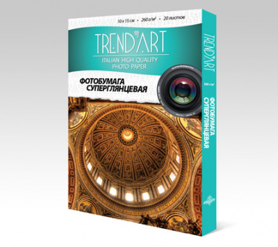 PH260_10X15_20 Фотобумага TrendArt Premium High Glossy (Суперглянцевая) Inkjet 10x15см (260г/м, 20л/уп) покрытие RC-base