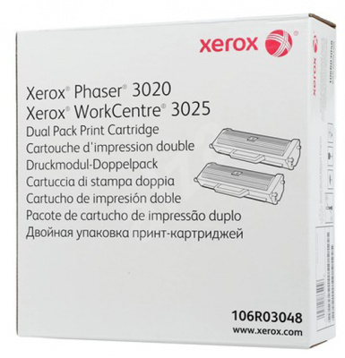 Тонер-картридж Xerox Phaser 3020/WC 3025 (цвет: чёрный) [ресурс: 3 000 стр.] [артикул: 106R03048] /оригинальный/