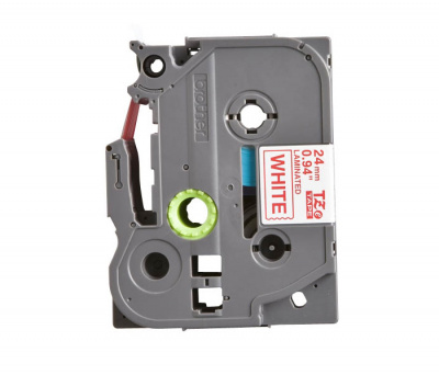 Лента TZE252 ламинированная для печати наклеек Brother PT 500/9800 (размер: 24мм х 8м, красный шрифт, белый фон) [артикул: TZE-252] /оригинальная/