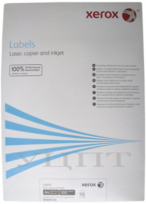 Бумажные наклейки для лазерной и струйной печати Xerox A4:14 (14 наклеек на листе, 105x42,3 мм, 100 л/пач) (прямые углы) [арт. 003R97455]