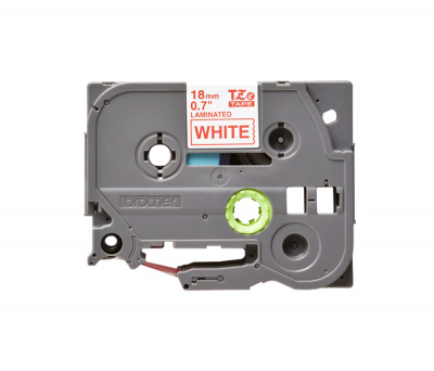 Лента TZE242 ламинированная для печати наклеек Brother PT 5/9800 (размер: 18мм х 8м, красный шрифт, белый фон) [артикул: TZE-242] /оригинальная/