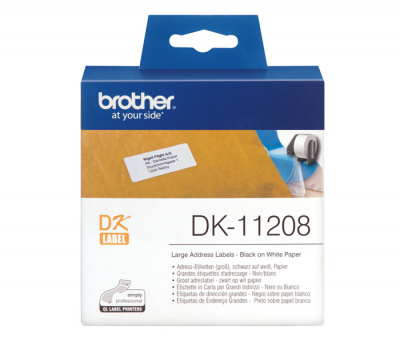 Наклейки DK11208 большие адресные Brother QL 500/1060 (размер: 38 x 90 мм) [кол-во: 400 накл/рул] [артикул: DK-11208] /оригинальные/