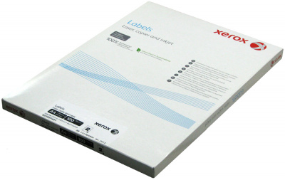 Бумажные наклейки для лазерной и струйной печати Xerox A4:2 (2 наклейки  на листе, 210х148,5 мм, 100 л/пач) (прямые углы) [арт. 003R97401]