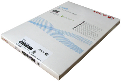 Бумажные наклейки для лазерной печати Xerox A4:18 (18 наклеек на листе, 63,5x46,6 мм, 100 л/пач) (скругленные углы) [арт. 003R96297]