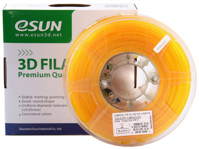 Проволока PLA+ ESUN для печати на 3D-принтерах (диаметр нити: 1,75 мм, вес катушки: 1 кг, цвет: желтый)