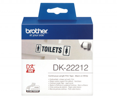 Лента пленочная DK22212 клеящаяся цельная Brother QL 500/1060 (размер: 62мм x 15,24м, черный шрифт, белый фон) [артикул: DK-22212] /оригинальная/