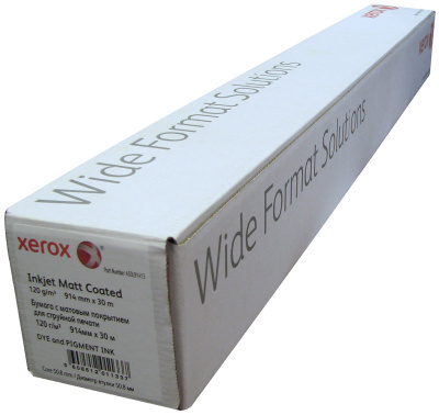 Бумага для плоттеров Xerox Inkjet Matt Coated (матовая) A0+ (914 мм x 30 м, 120 г/кв.м, втулка 50,8 мм) [арт. 450L91413]