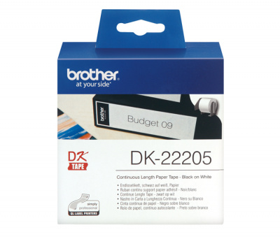 Лента бумажная DK22205 клеящаяся цельная Brother QL 500/1060 (размер: 62мм x 30,48м) [артикул: DK-22205] /оригинальная/