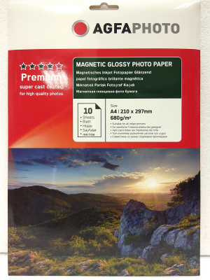 Фотобумага Agfa магнитная (глянцевая) A4 (680г/кв.м, 10 л/пач)