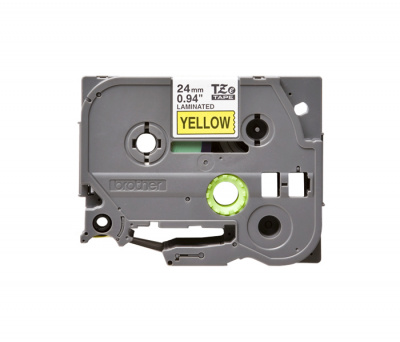 Лента TZE651 ламинированная для печати наклеек Brother PT 500/9800 (размер: 24мм х 8м, черный шрифт, желтый фон) [артикул: TZE-651] /оригинальная/