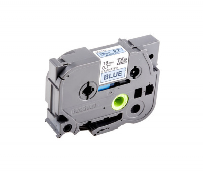 Лента TZE541 ламинированная для печати наклеек Brother PT 5/9800 (размер: 18мм х 8м, черный шрифт, синий фон) [артикул: TZE-541] /оригинальная/