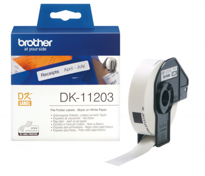 Наклейки DK11203 для папок-регистраторов (файлов) Brother QL 500/1060 (размер: 17 x 87мм) [кол-во: 300 накл/рул] [артикул: DK-11203] /оригинальные/